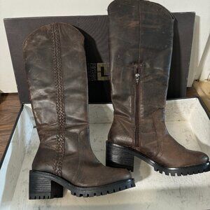 NEW Blume Leather Knee High Boots Dark Brown